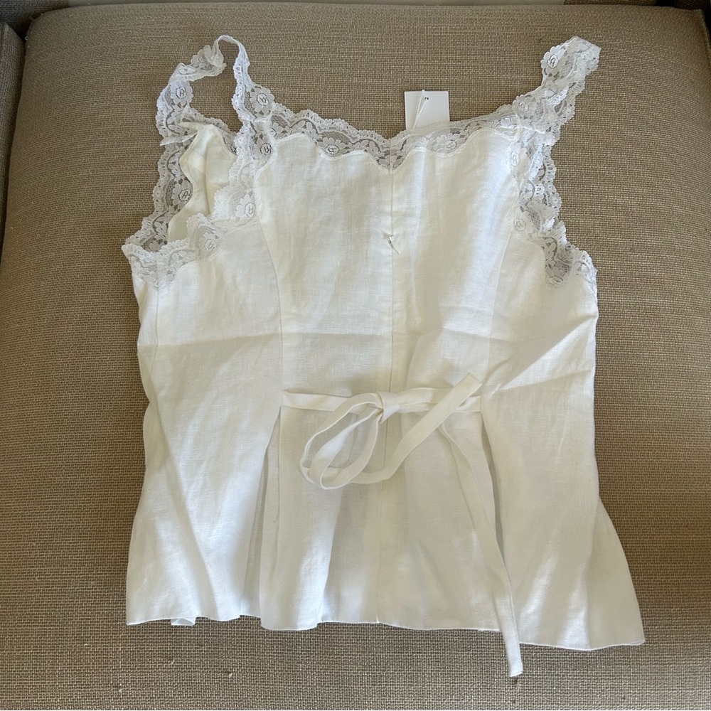 BEST NWT Reformation Josefina Linen Top White Ivory French Summer Vacation - Picture 9 of 12
